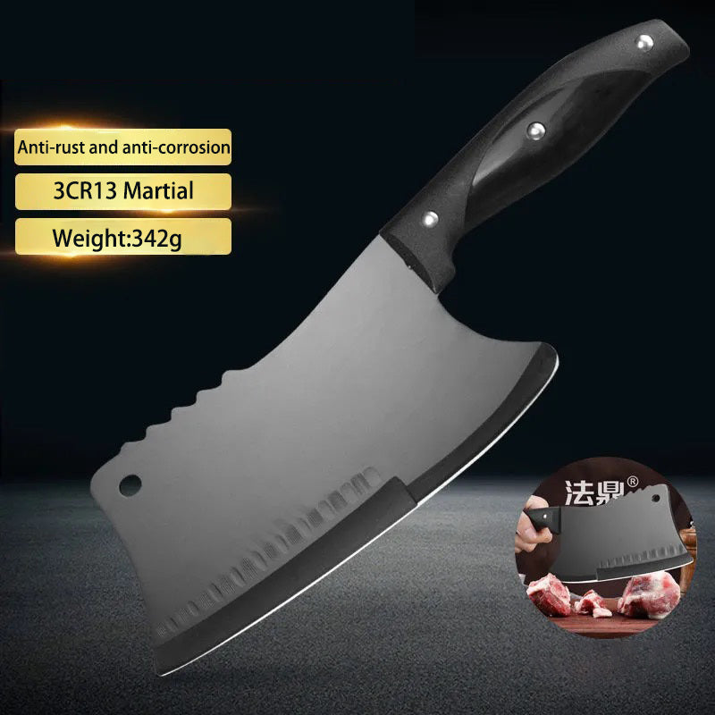 Chef's Meat Cutting Knife Stainless Steel Black Blade Kitchen Knife Slicing Knife Meat Vegetables Knife Sharp Camping Cooking Cleaver Chef Butcher