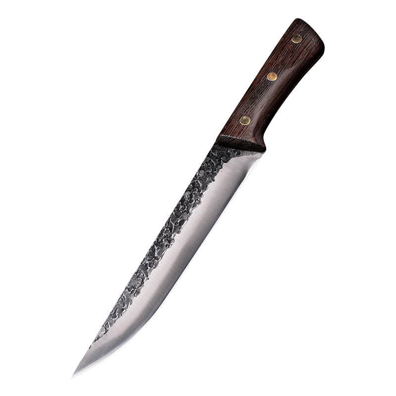 Handmade Forged Chef's Knife – High Carbon Steel with Leather Sheath & Wenge Wood Handle for Kitchen & BBQ