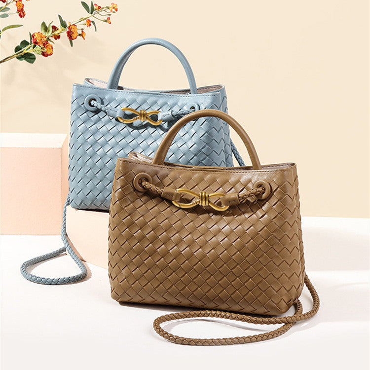Woven Handbag For Women Retro French Bag Versatile Large Capacity Waterproof Twist Handbag