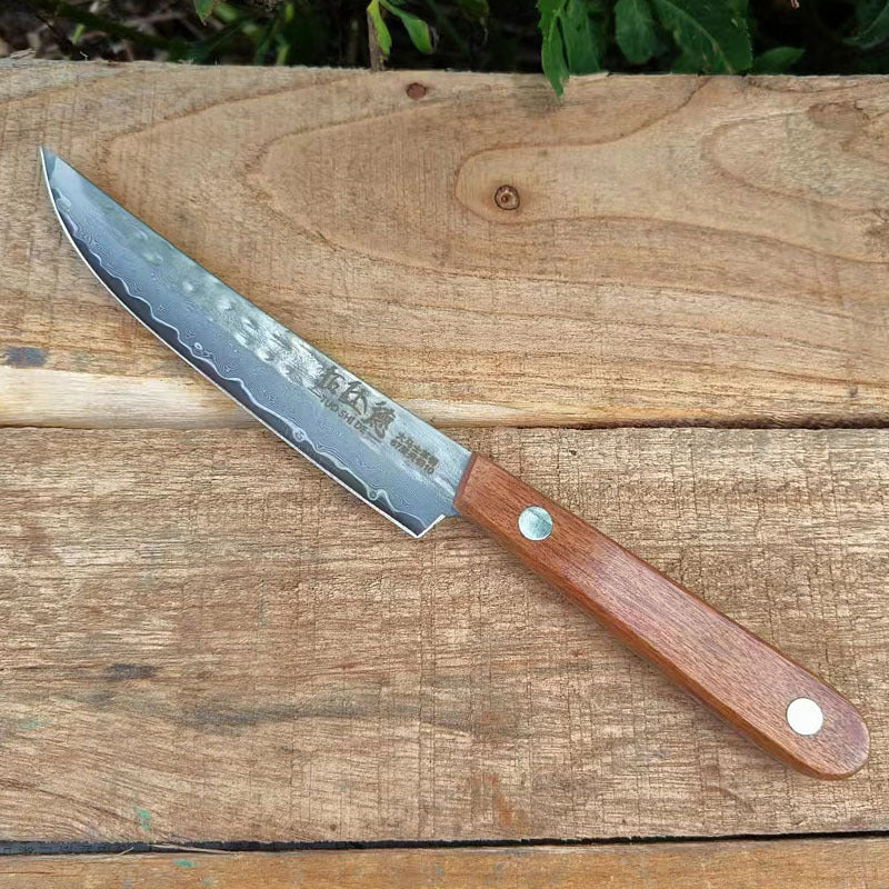 Forged Damascus Steel Steak Set Blade Sharp Peeling Fruit Knife Smooth Solid WoodHandhandle Boning Knife