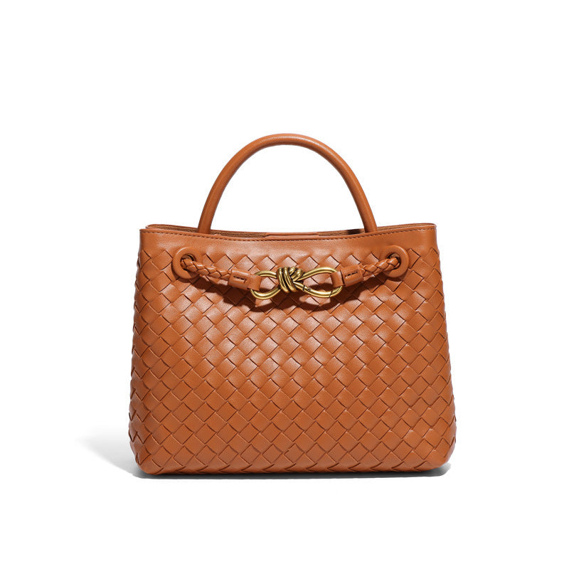 Woven Handbag For Women Retro French Bag Versatile Large Capacity Waterproof Twist Handbag