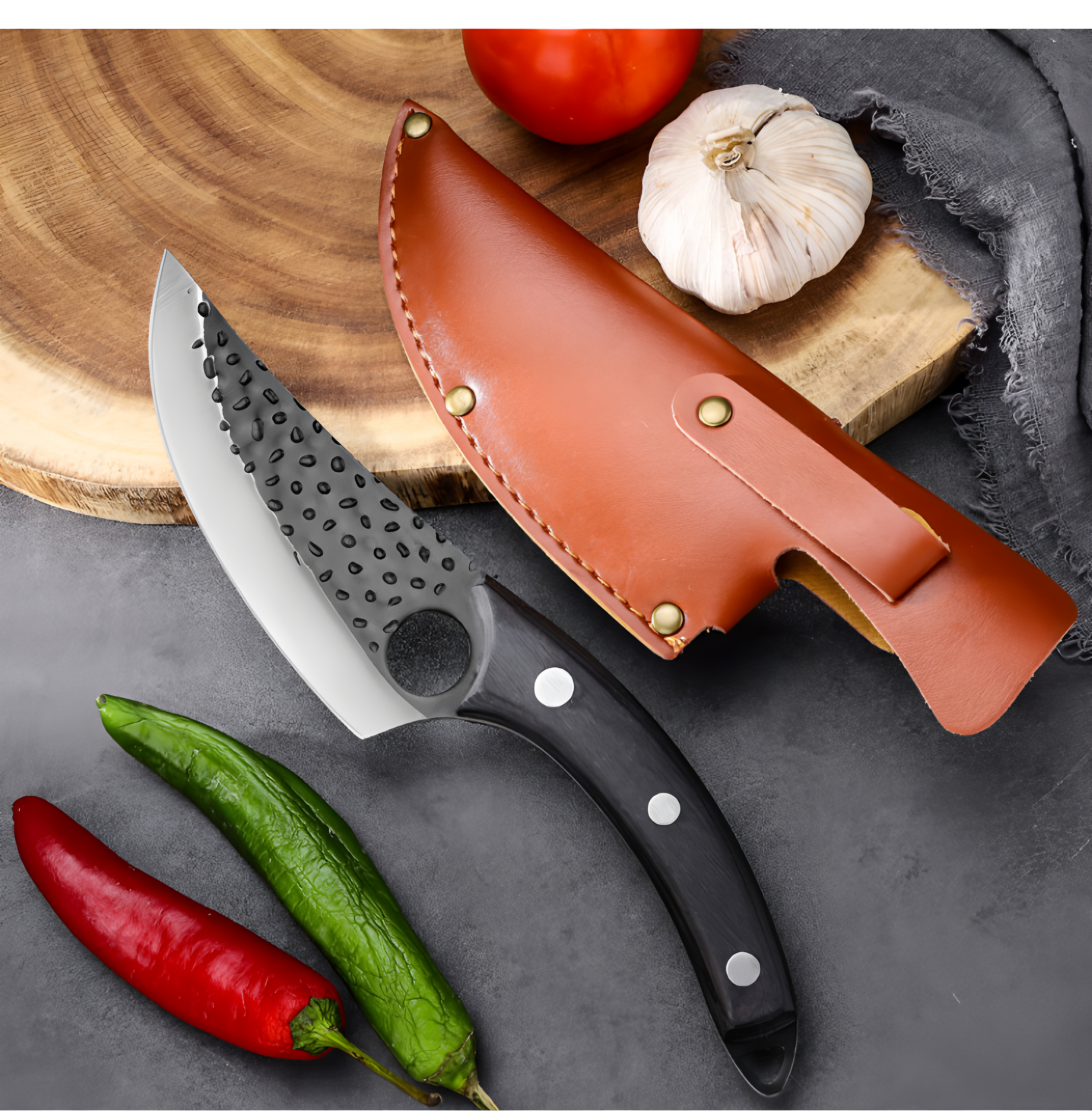 Jараnеѕе Handmade Kitchen Knife with Leather Case & Gift Box