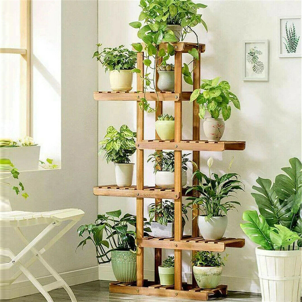 plant stand holder indoor 6 Tier Wooden Plant Stand Carbonized Wood Plant Stand Holder Flower Di