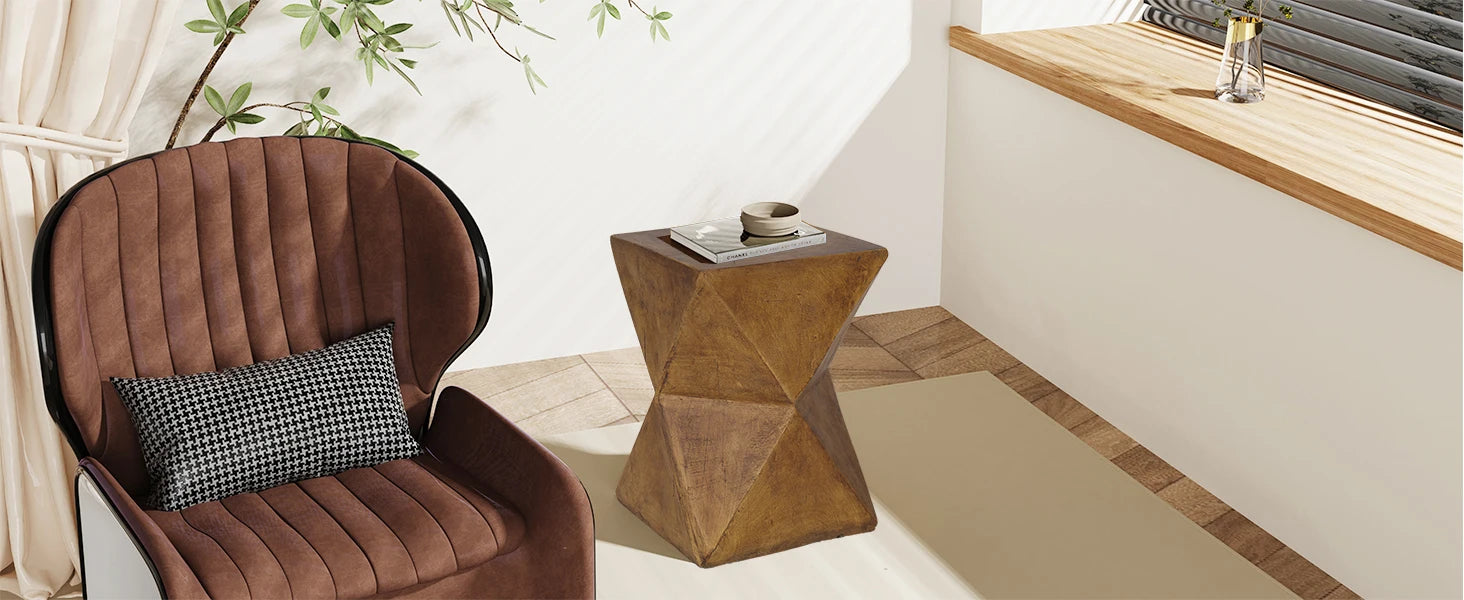 Outdoor Weight Concrete Side Table for Indoor Sofa Side Table Patios Plant Stand Accent Table Garden Stool End Table