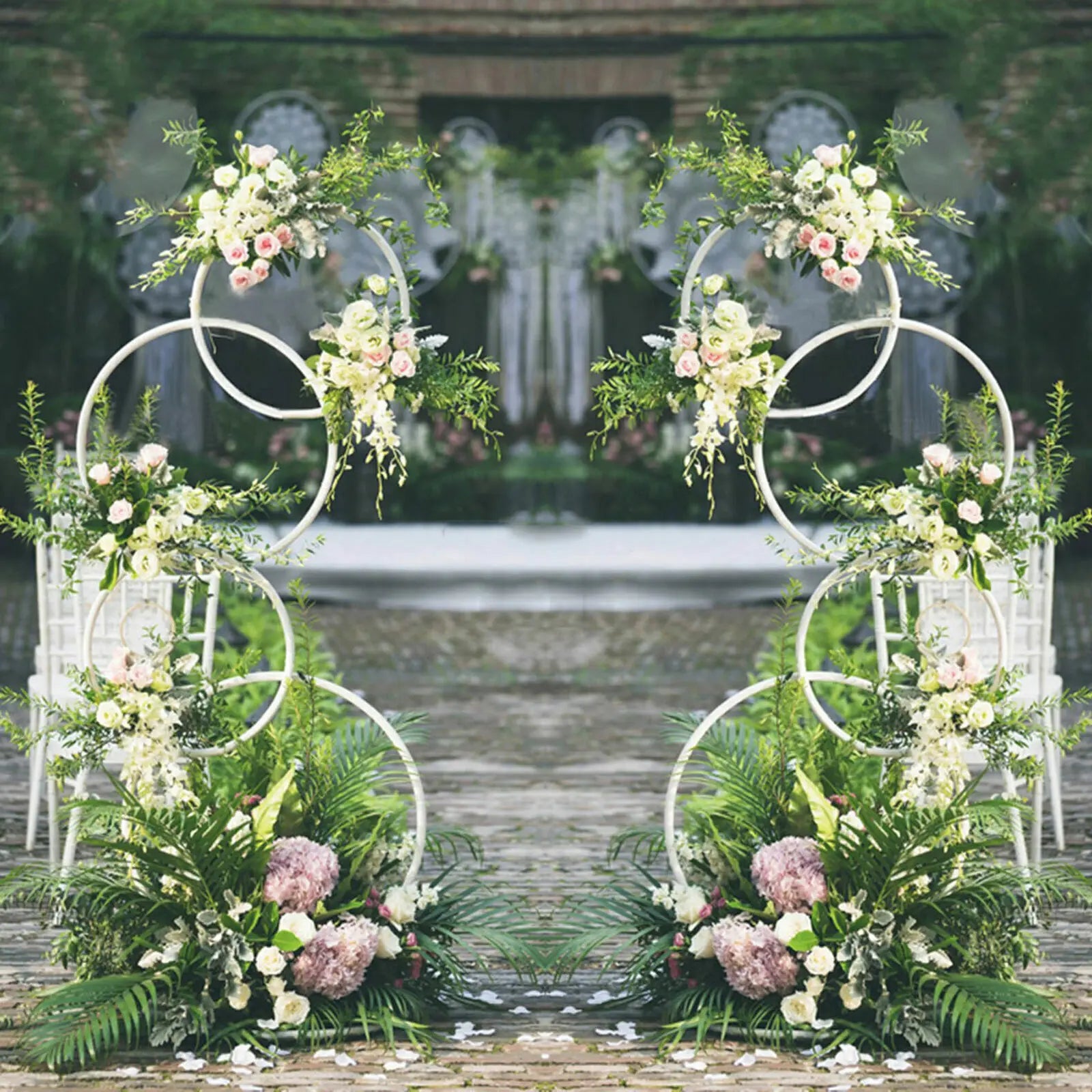 Wedding Flower Display Frame Round Arch White Metal Circle Backdrop Stand Party Wedding Ceremony