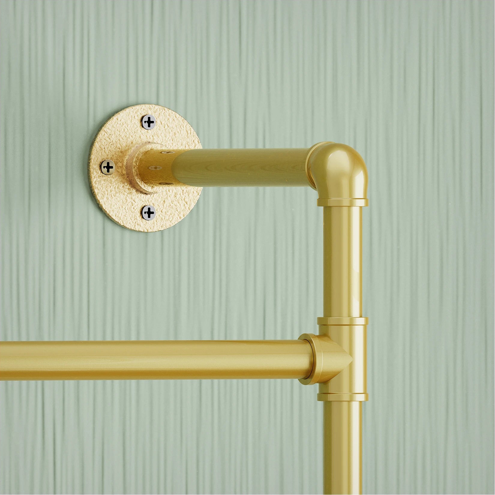 Industrial Pipe Clothing Rack Wood Garment Rack Pipeline Vintage Rack On Wall Gold