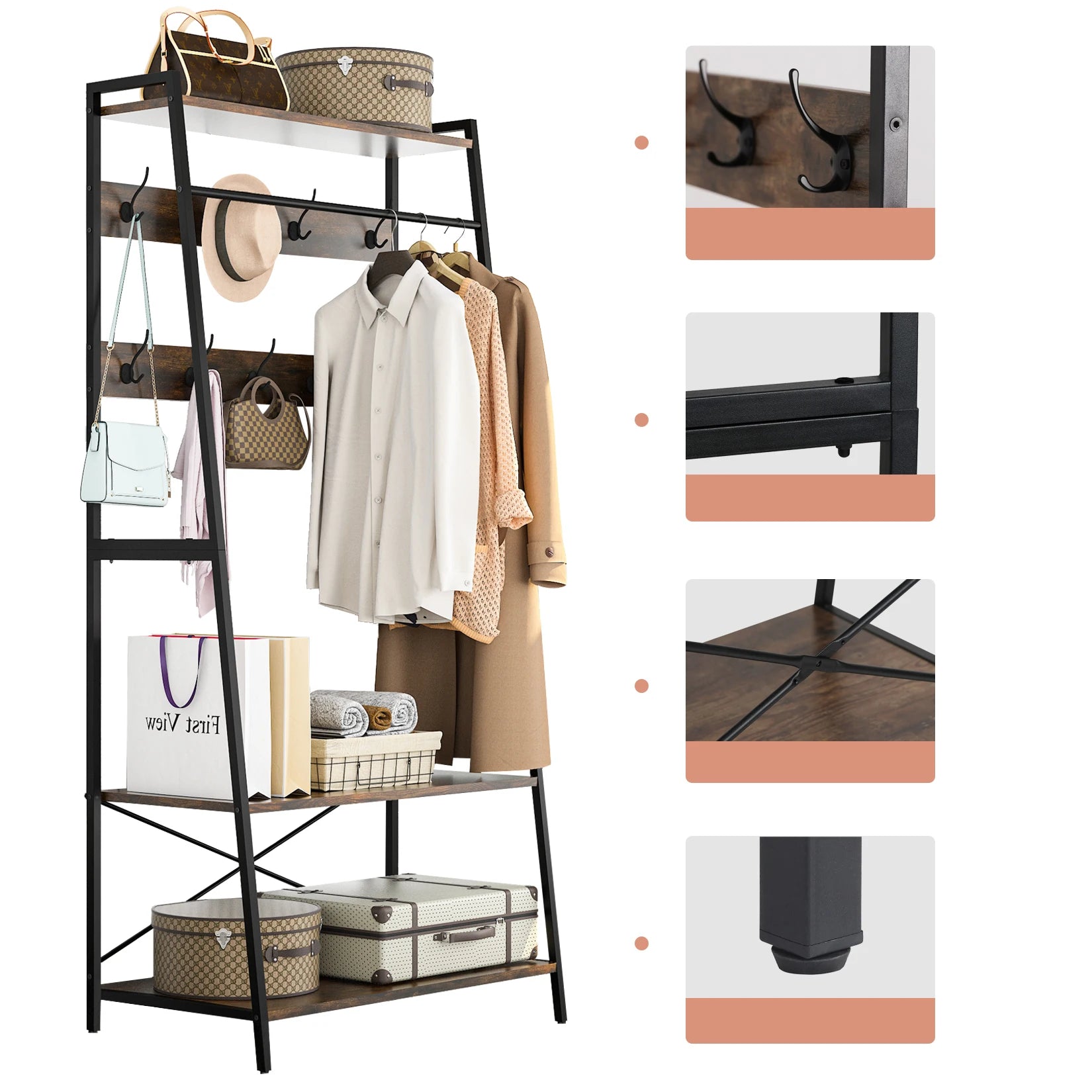 Heavy Duty Large Metal Clothes Rail Storage Garment Shelf Hanging Display Stand Rack