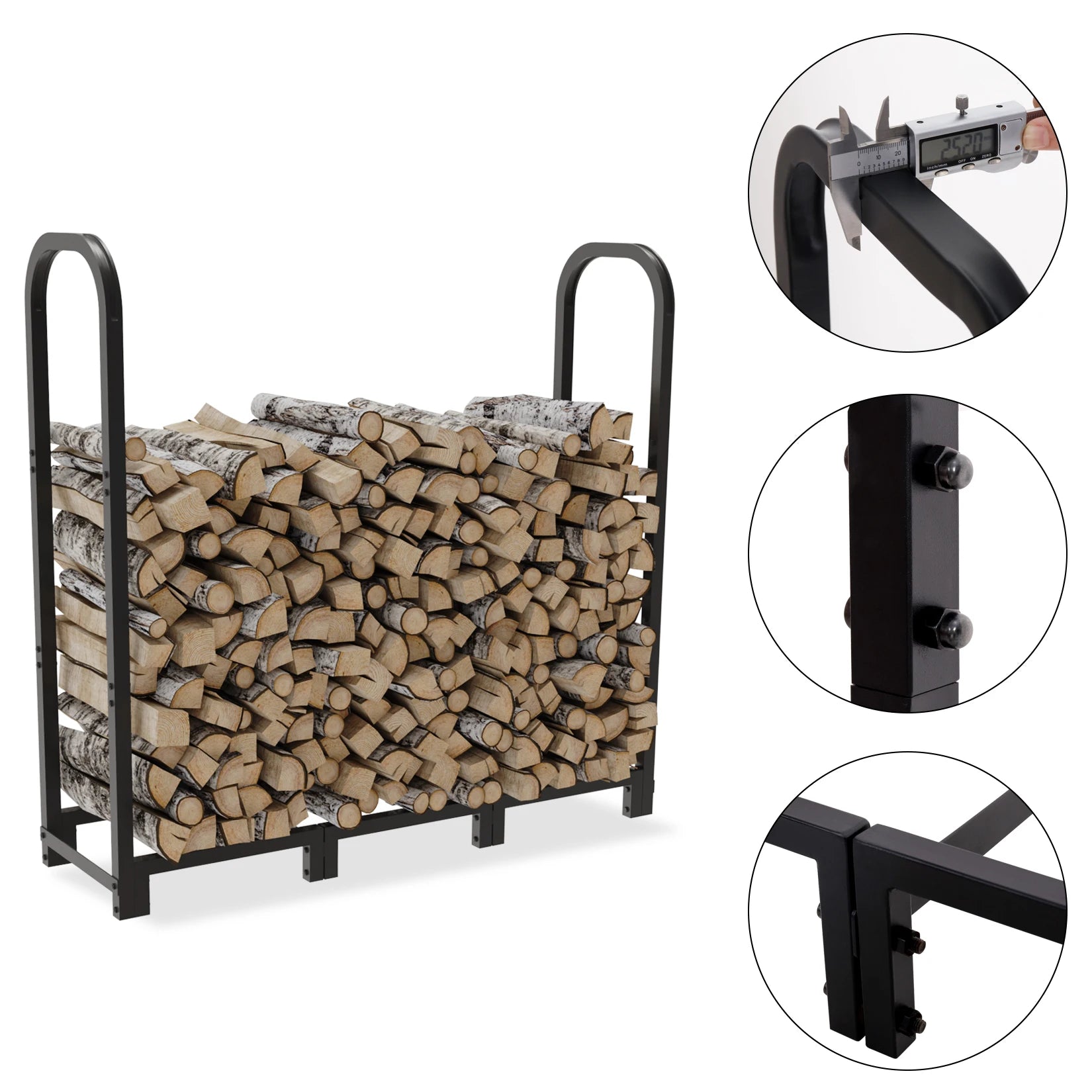 Firewood Rack: 47.6” Long Heavy Duty Fireplace Firewood Rack Stand Porch Wood Log Storage Stacker for Indoor Outdoor Firewood