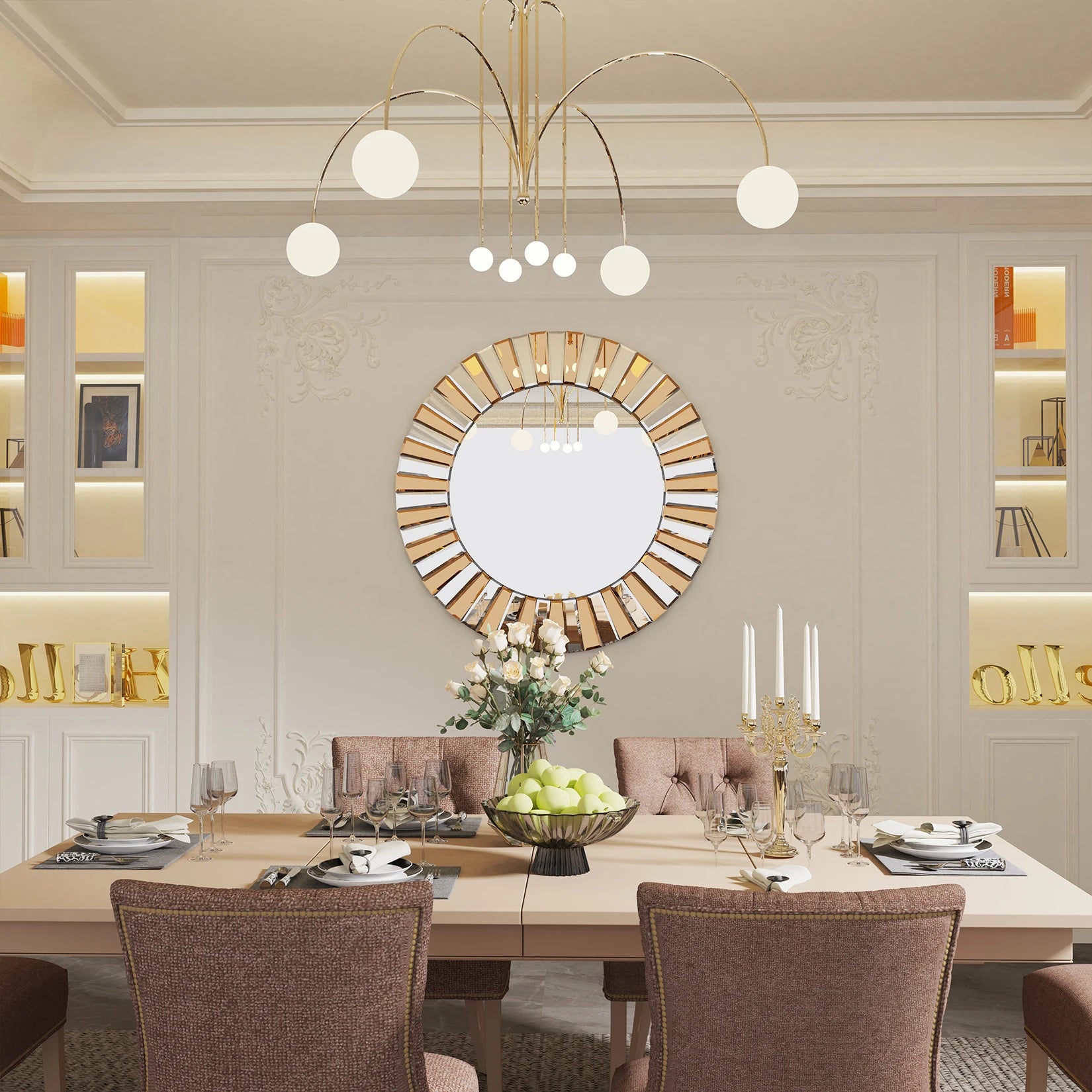 Decorative Mirrors Round Sunburst Wall Mirror Beveled Edge Glass Bathroom Vanity Mirror Hanging Accent Mirrors for Living Room