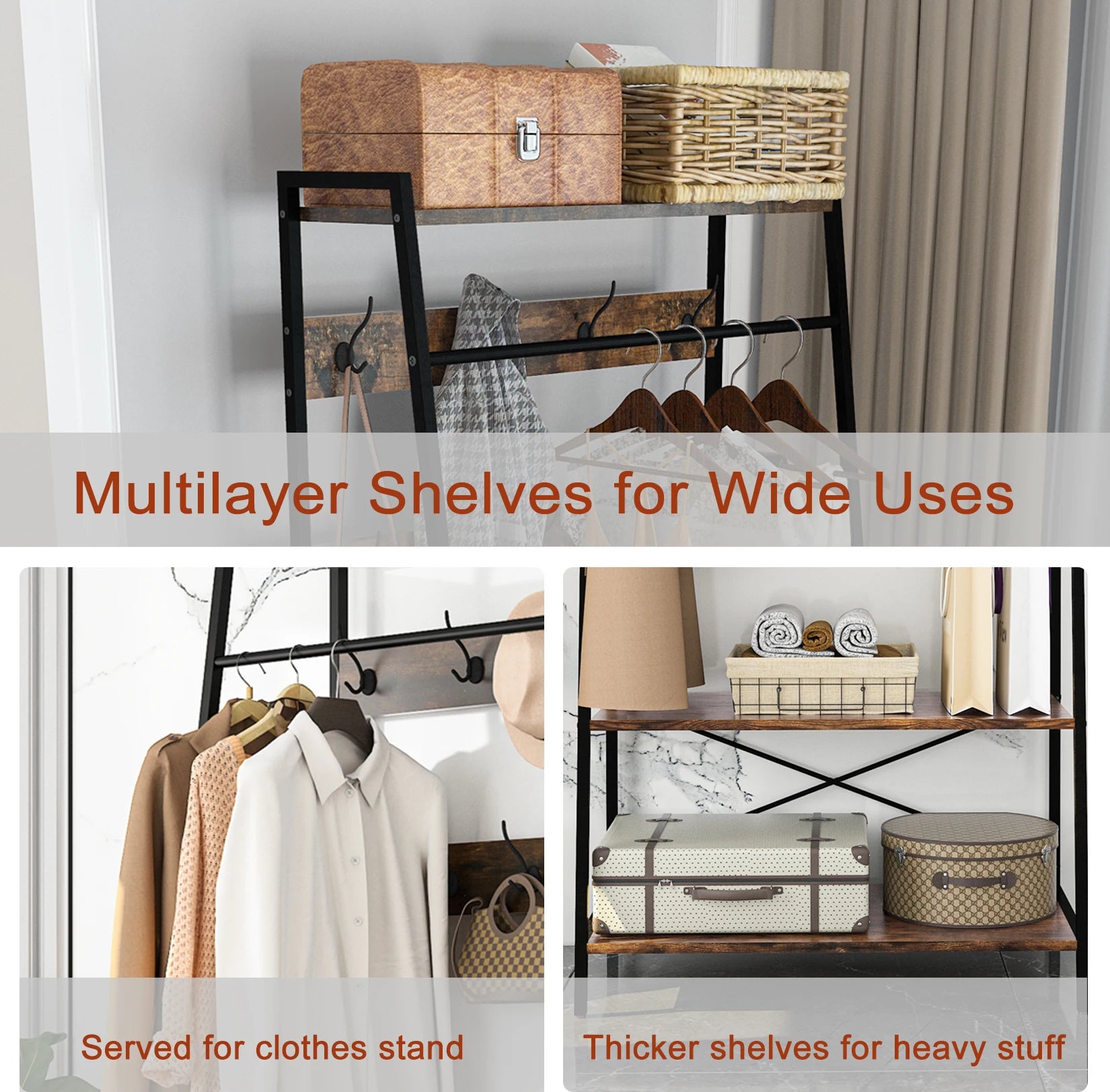 Heavy Duty Large Metal Clothes Rail Storage Garment Shelf Hanging Display Stand Rack