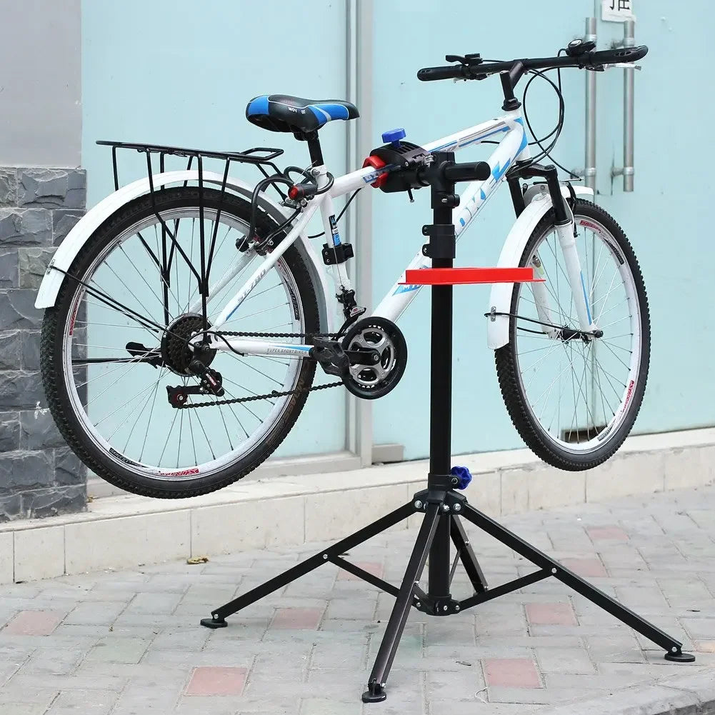 Mechanic Bicycle Repair Workshop Stand Foldable Maintenance Cycle Rack w/Tool Tray Height Adjustble Extensible Bike Repair Rack