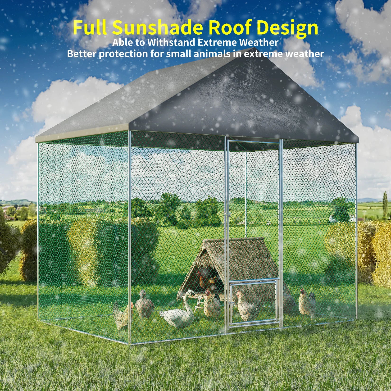 Poultry Chicken Coop Hen House Hutch Backyard Run Nesting Box Outdoor Cage