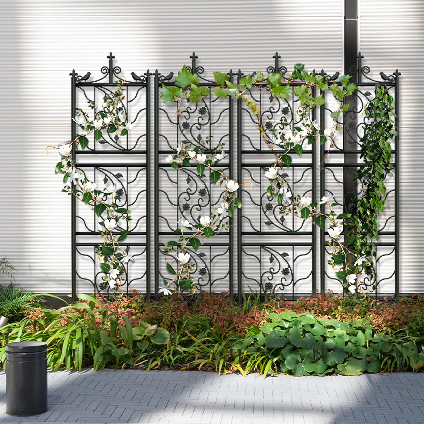 71 " Garden Trellis Decorative Outdoor Tall Metal Fence Black Lattice Panel Yard Corner Décor for Climbing Plant Flower