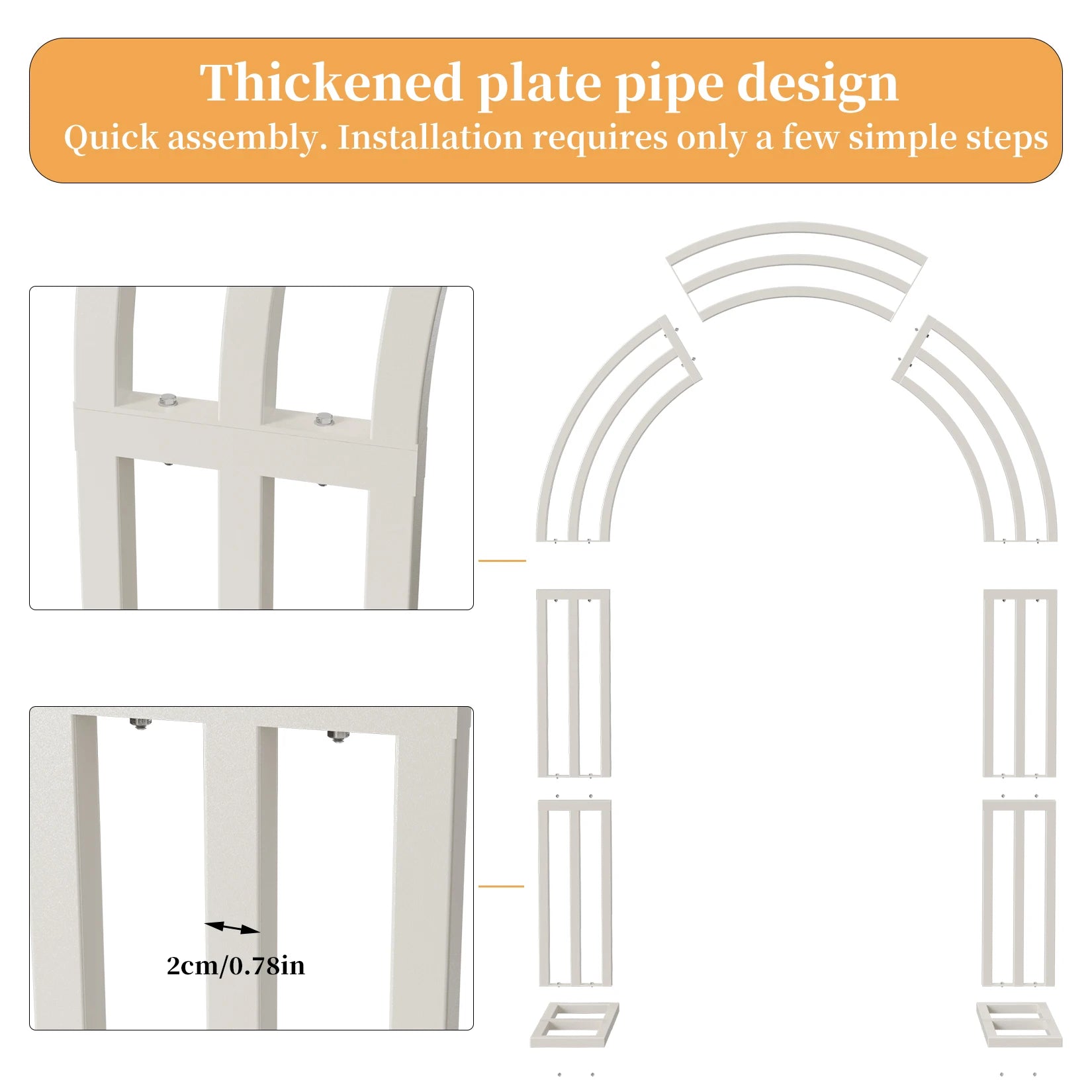 Large Metal Wedding Arch, Balloon Arch Backdrop Arch Stand for Wedding, Bridal, Garden, Yard, Indoor Outdoor Party Decoration