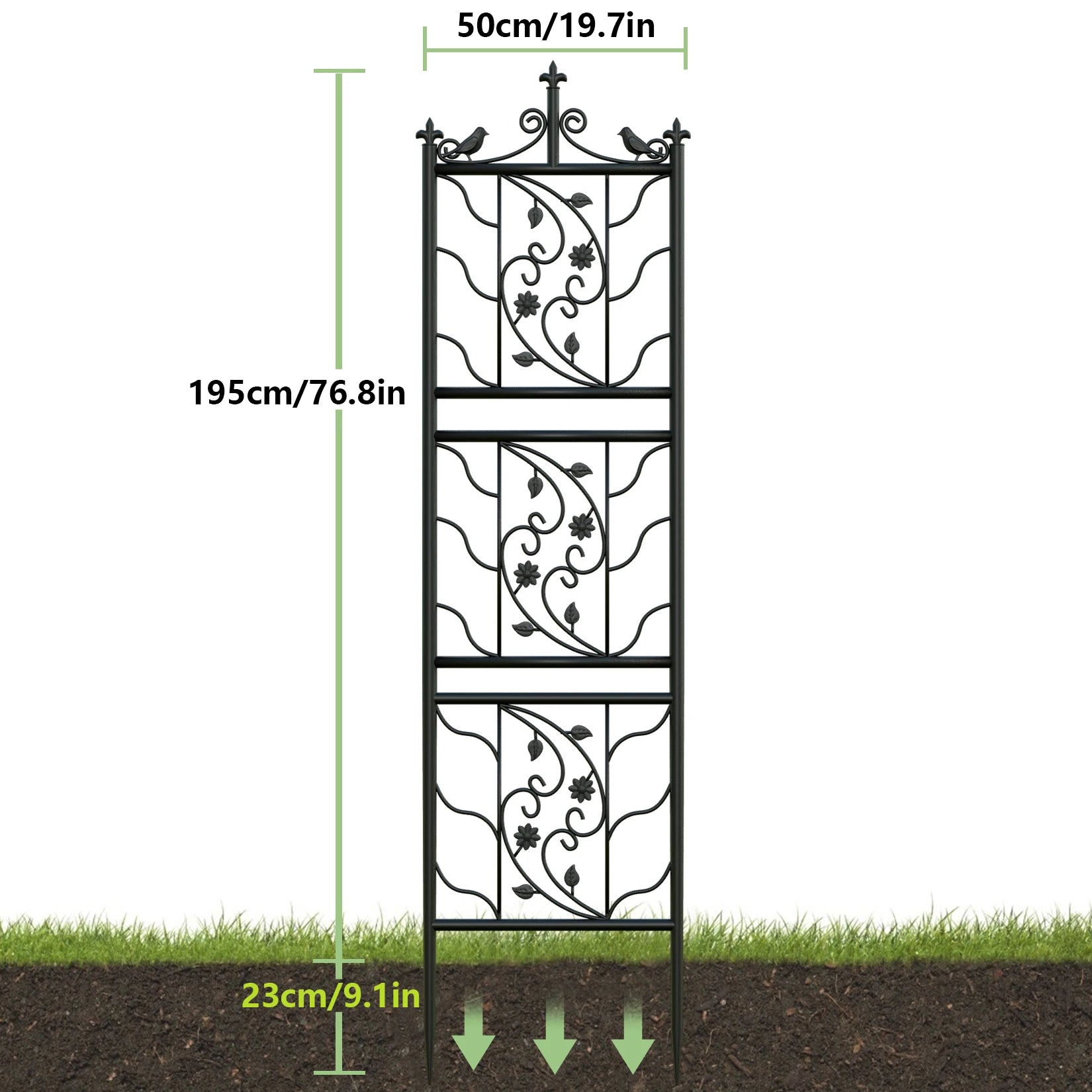 71 " Garden Trellis Decorative Outdoor Tall Metal Fence Black Lattice Panel Yard Corner Décor for Climbing Plant Flower