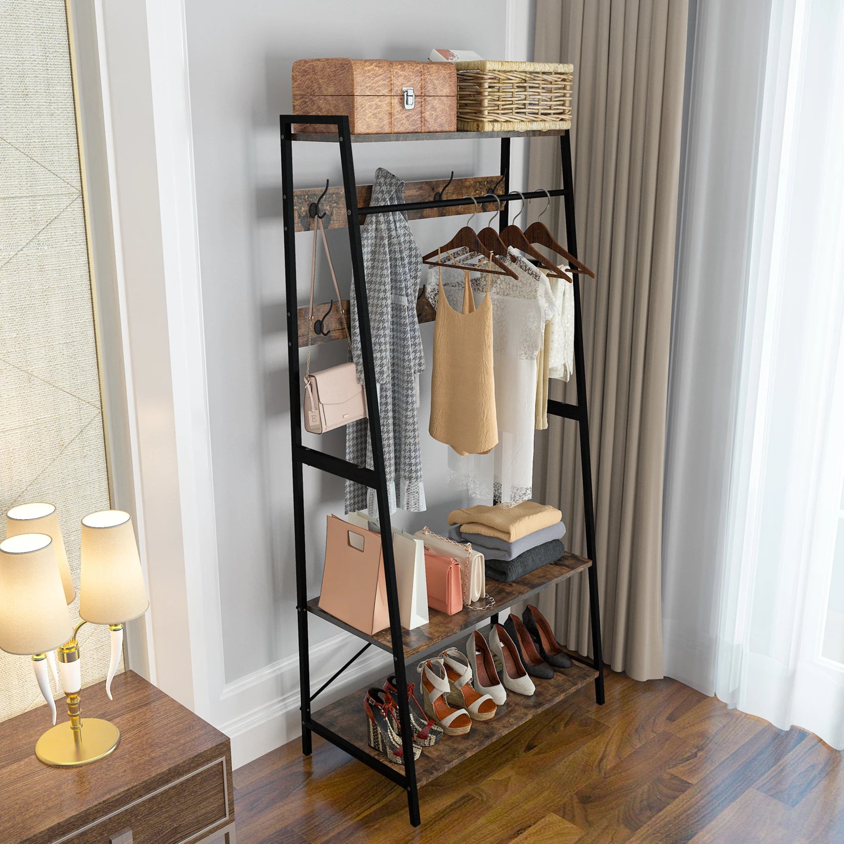 Heavy Duty Large Metal Clothes Rail Storage Garment Shelf Hanging Display Stand Rack