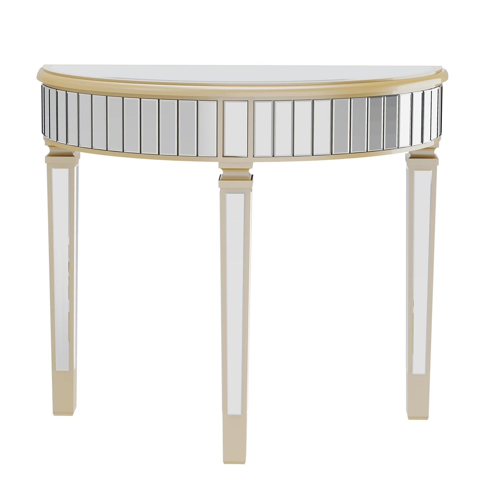 Half Moon Console Table Modern Silver Mirrored Living Room Console Entryway Table