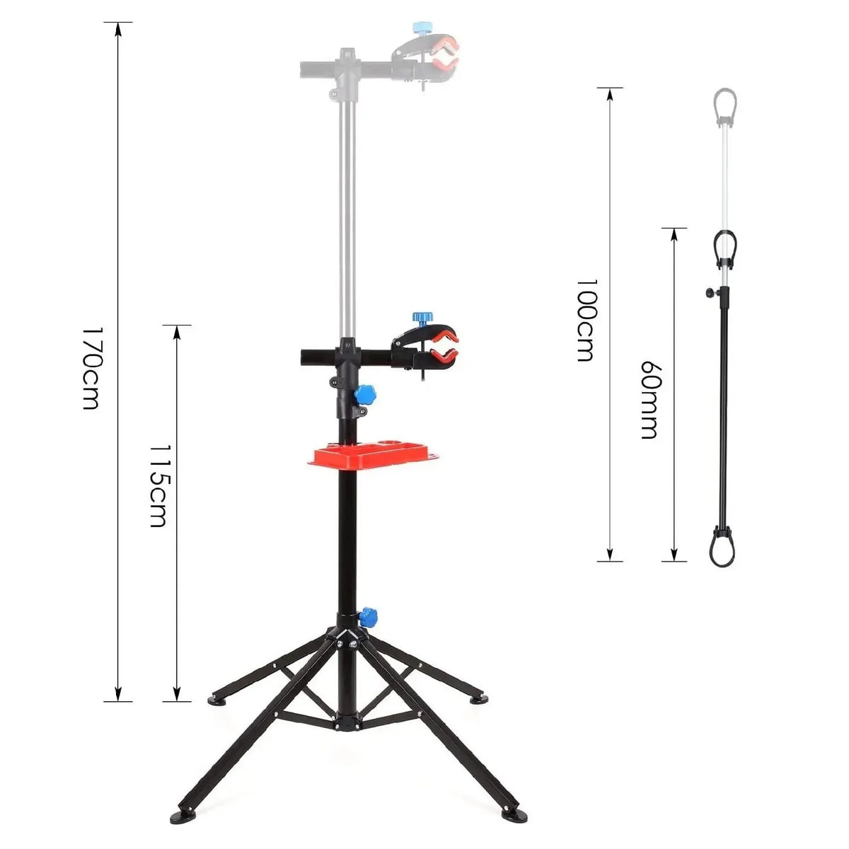 Mechanic Bicycle Repair Workshop Stand Foldable Maintenance Cycle Rack w/Tool Tray Height Adjustble Extensible Bike Repair Rack