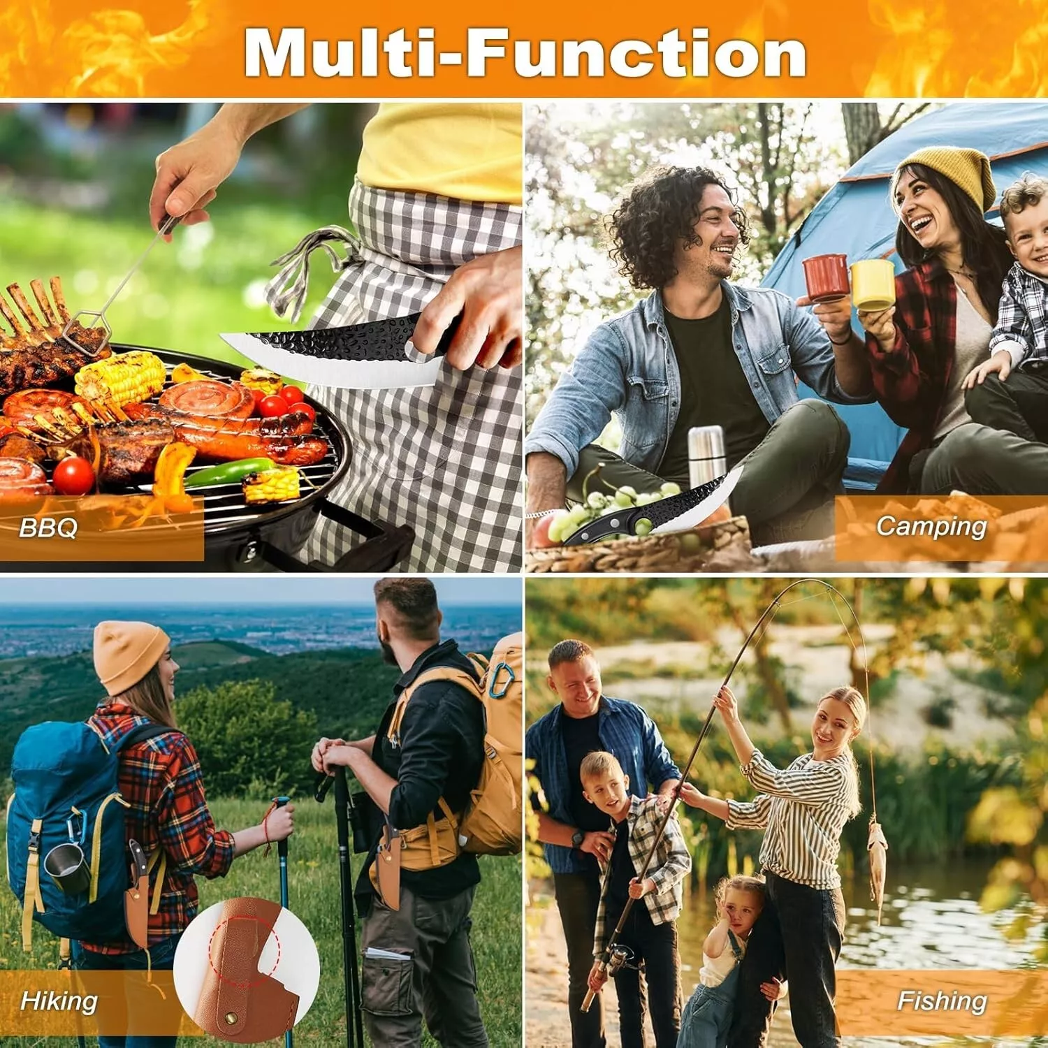 Japanese Chef Knife β Hand-Forged with Leather Sheath & Gift Box