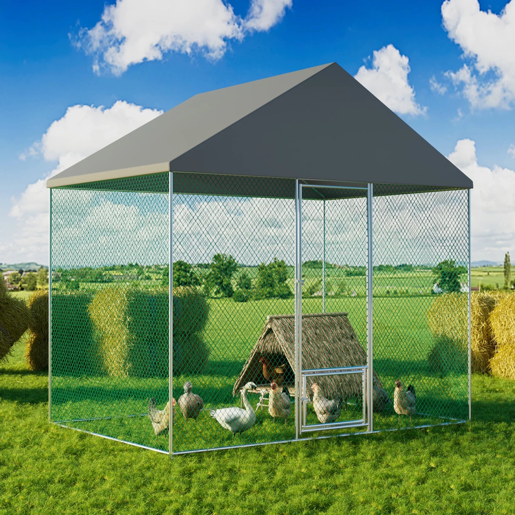 Poultry Chicken Coop Hen House Hutch Backyard Run Nesting Box Outdoor Cage