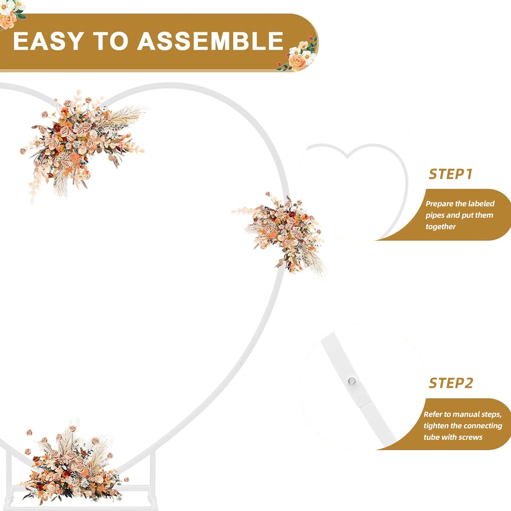 Heart Shaped White Metal Balloon Arch Stand Frame Display Kit,Love Balloon Arch Frame for Proposal, Wedding, Valentine’s Day