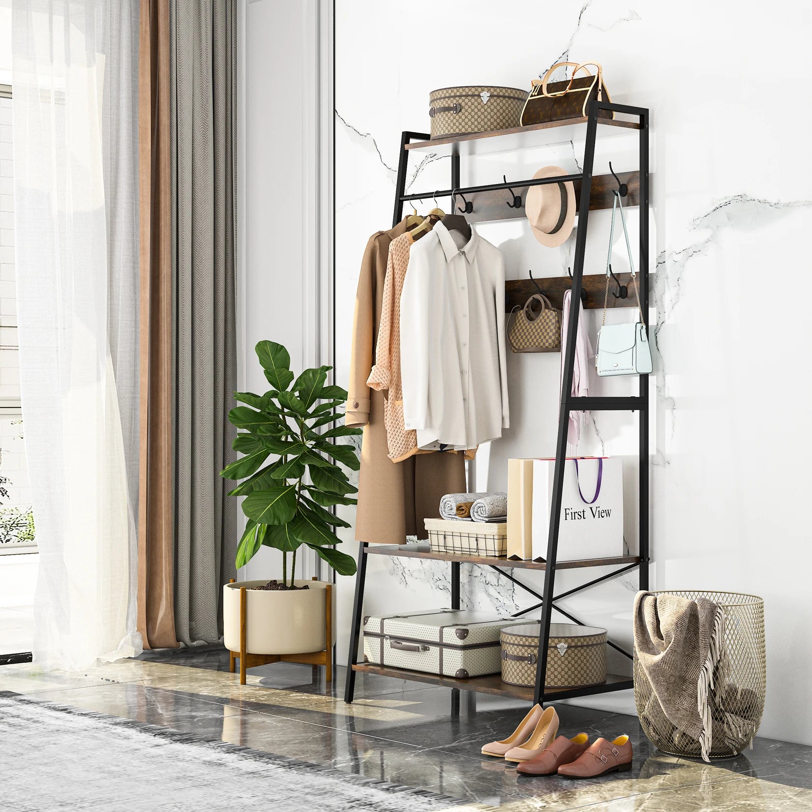 Heavy Duty Large Metal Clothes Rail Storage Garment Shelf Hanging Display Stand Rack