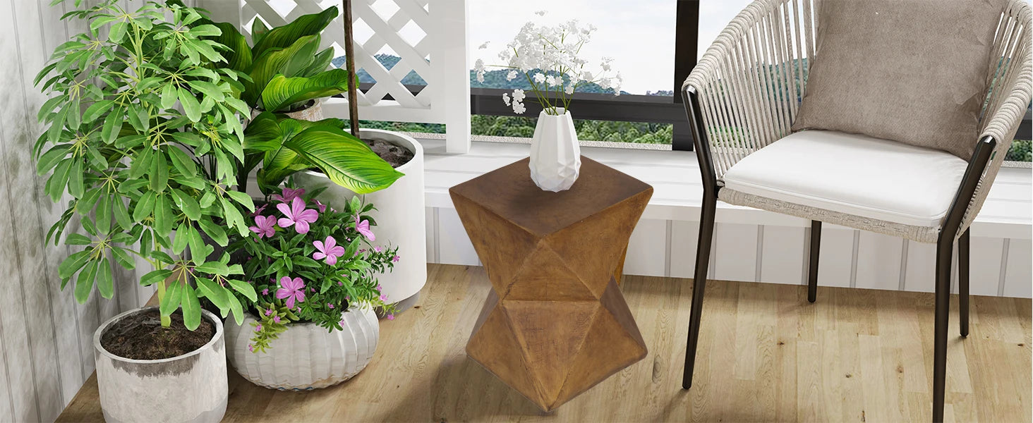 Outdoor Weight Concrete Side Table for Indoor Sofa Side Table Patios Plant Stand Accent Table Garden Stool End Table