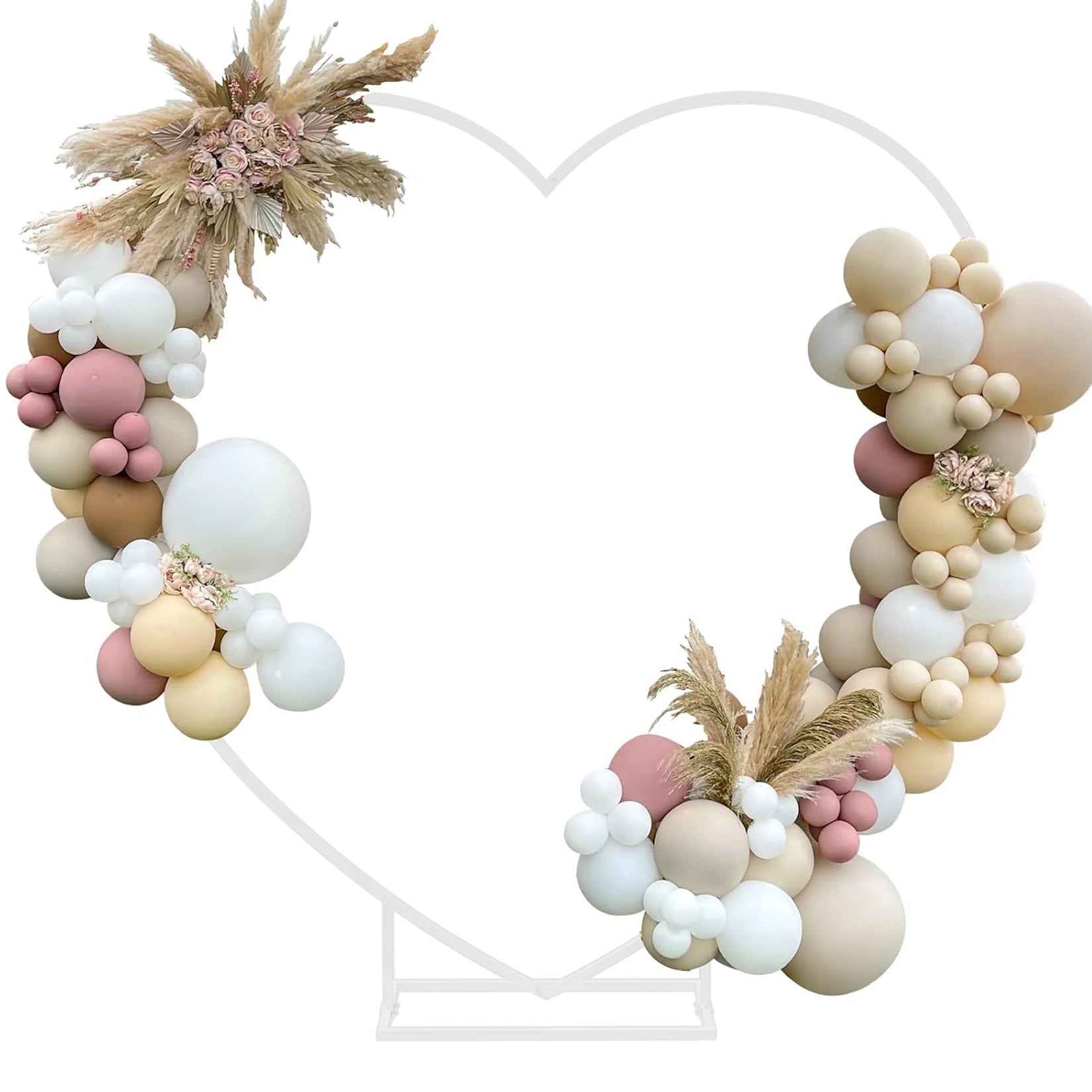 Heart Shaped White Metal Balloon Arch Stand Frame Display Kit,Love Balloon Arch Frame for Proposal, Wedding, Valentine’s Day