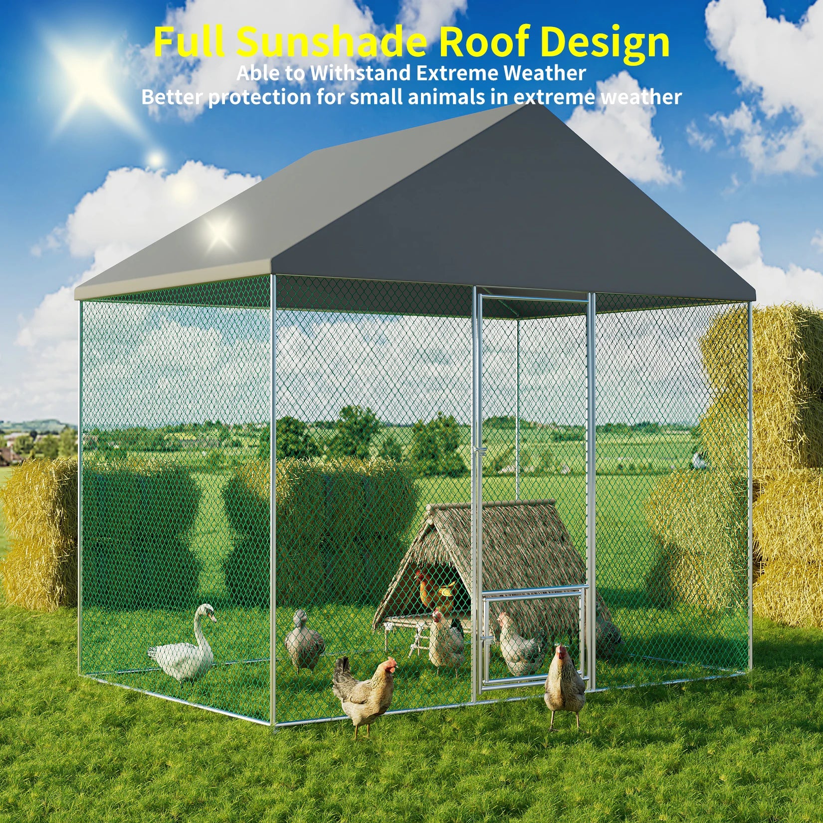 Poultry Chicken Coop Hen House Hutch Backyard Run Nesting Box Outdoor Cage