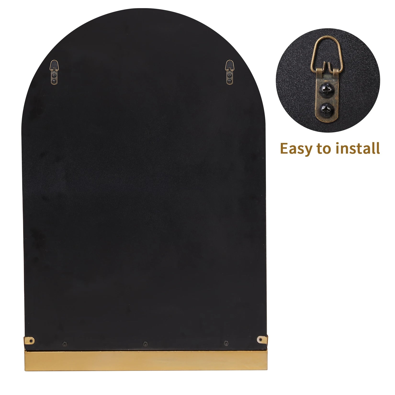 Arched Wall Mirror with Shelf Metal Framed Decorative Mirrors for Wall Decor, Living Room, Bathroom Vanity