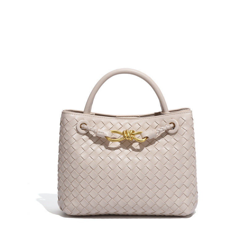 Woven Handbag For Women Retro French Bag Versatile Large Capacity Waterproof Twist Handbag