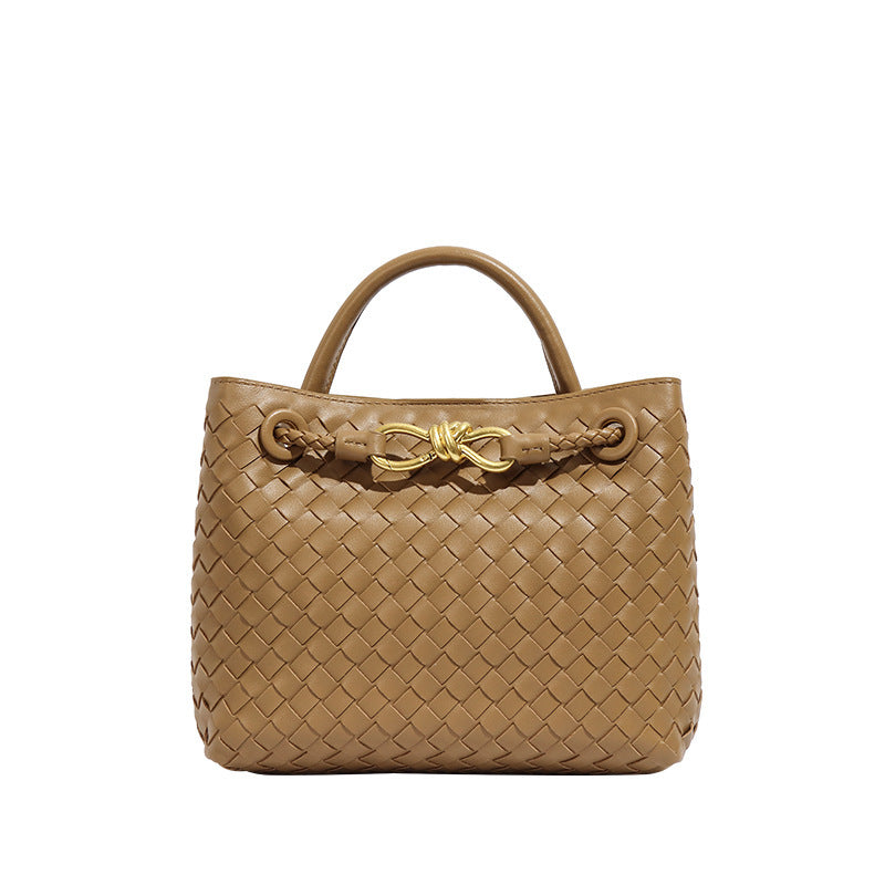 Woven Handbag For Women Retro French Bag Versatile Large Capacity Waterproof Twist Handbag