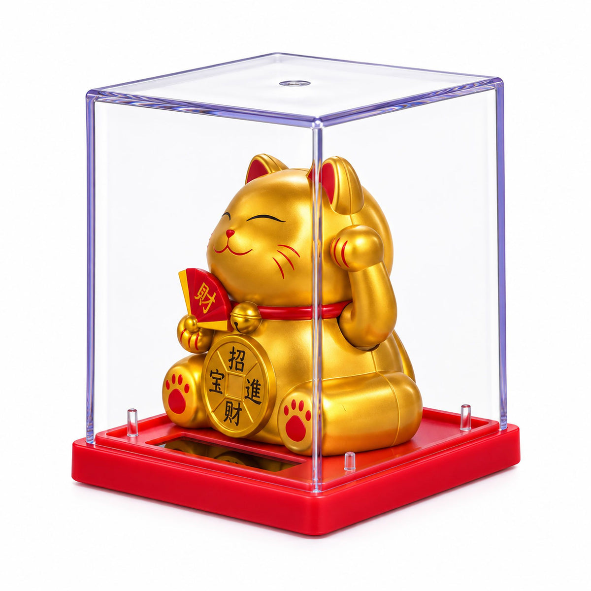 Mini Solar Powered Money Cat in Box - Gold