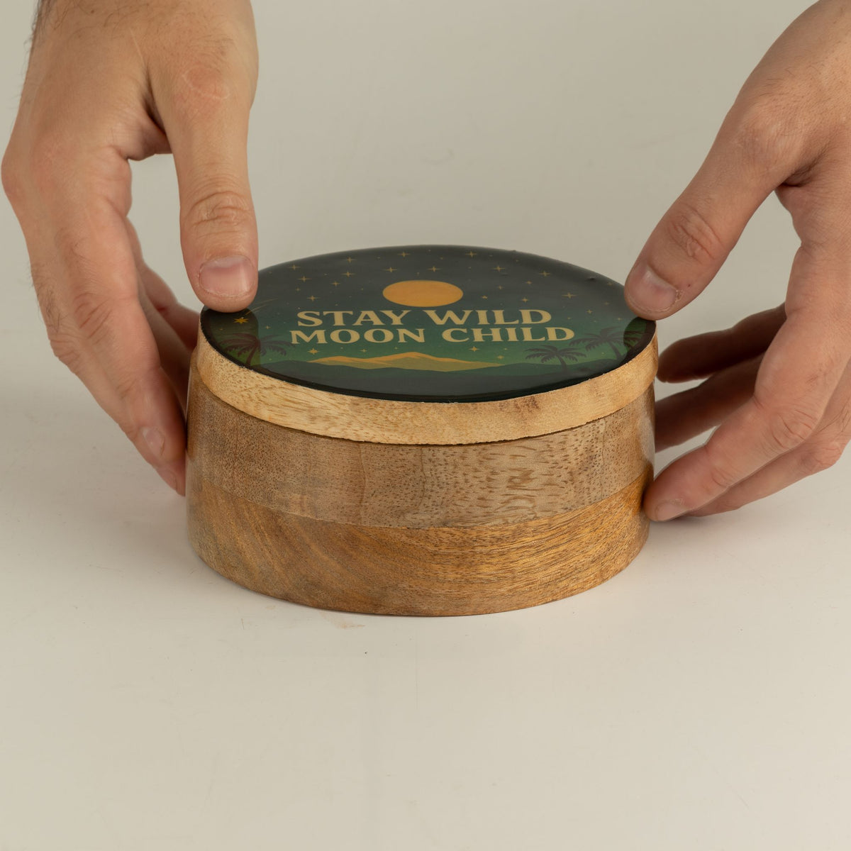 Round Enamelled Box - Stay Wild Moon Child