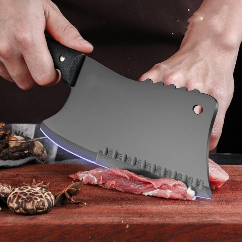 Chef's Meat Cutting Knife Stainless Steel Black Blade Kitchen Knife Slicing Knife Meat Vegetables Knife Sharp Camping Cooking Cleaver Chef Butcher