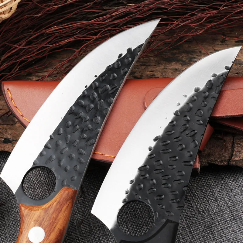 Japanese Chef Knife β Hand-Forged with Leather Sheath & Gift Box