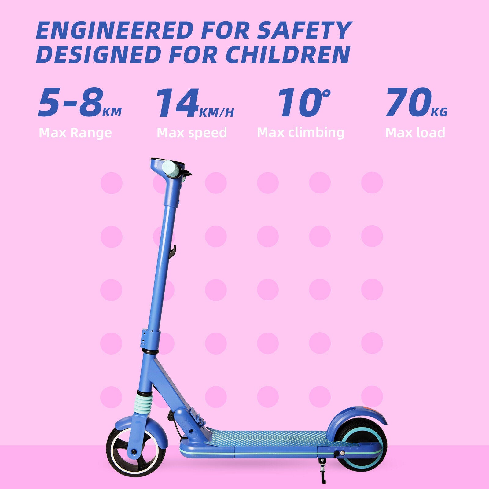 Electric Scooter for Kids and Teens, Folding E Scooter, 8KM,130W, LED Display,14km/h,2 Brakes