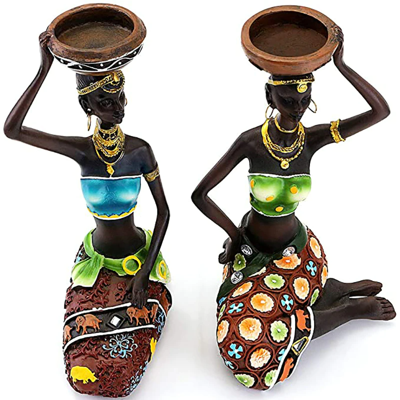 A Pair Of Beautiful African Women Style Candle Holder