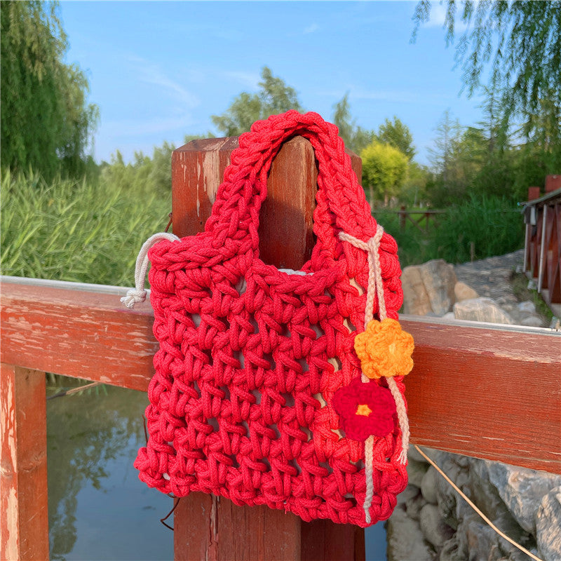 Mini flower Knit Tote Bag