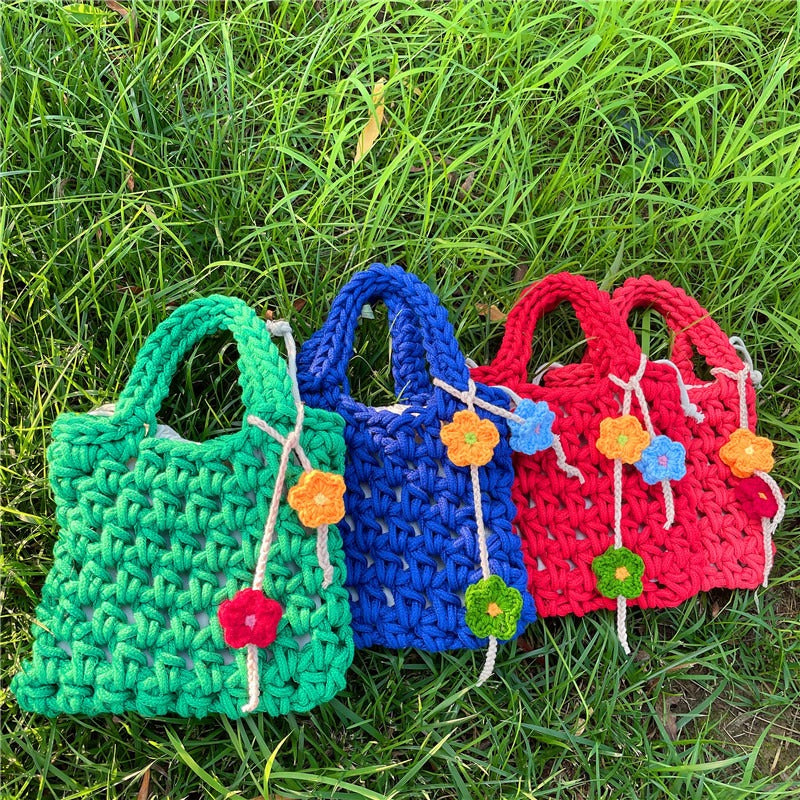 Mini flower Knit Tote Bag