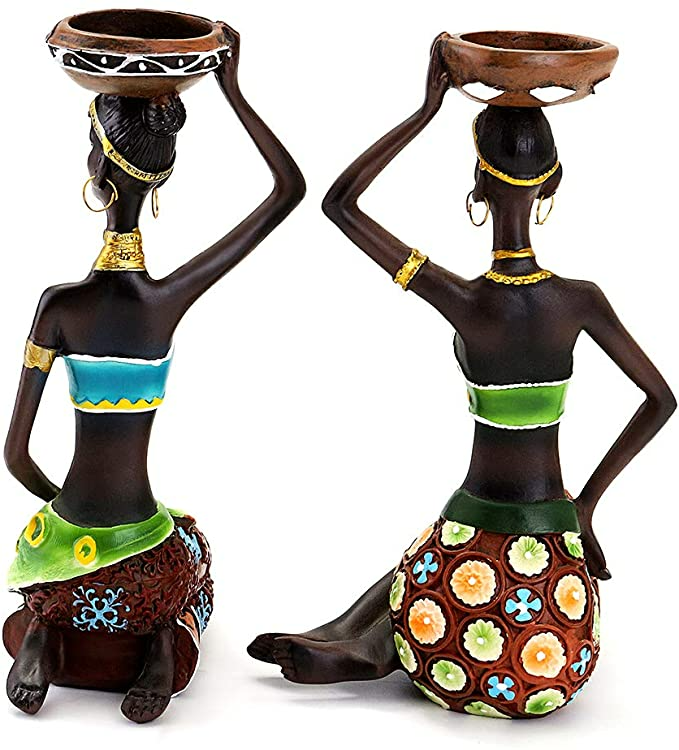 A Pair Of Beautiful African Women Style Candle Holder