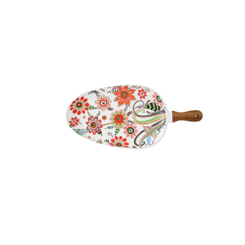 Ceramic Tray with Wooden Handle