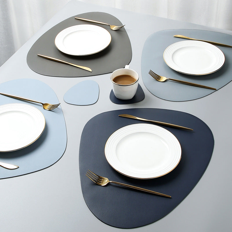 Oval Washable PU Leather Placemats and Coasters
