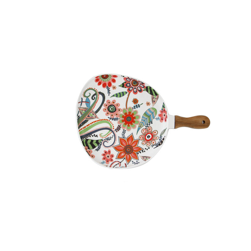 Ceramic Tray with Wooden Handle