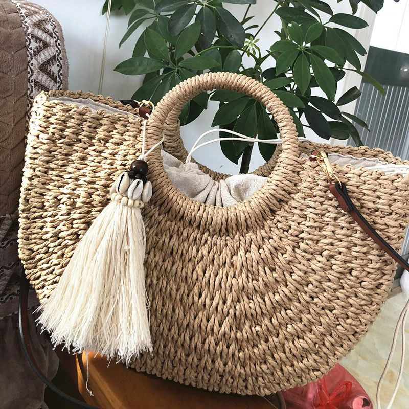 Half Moon Straw Bag