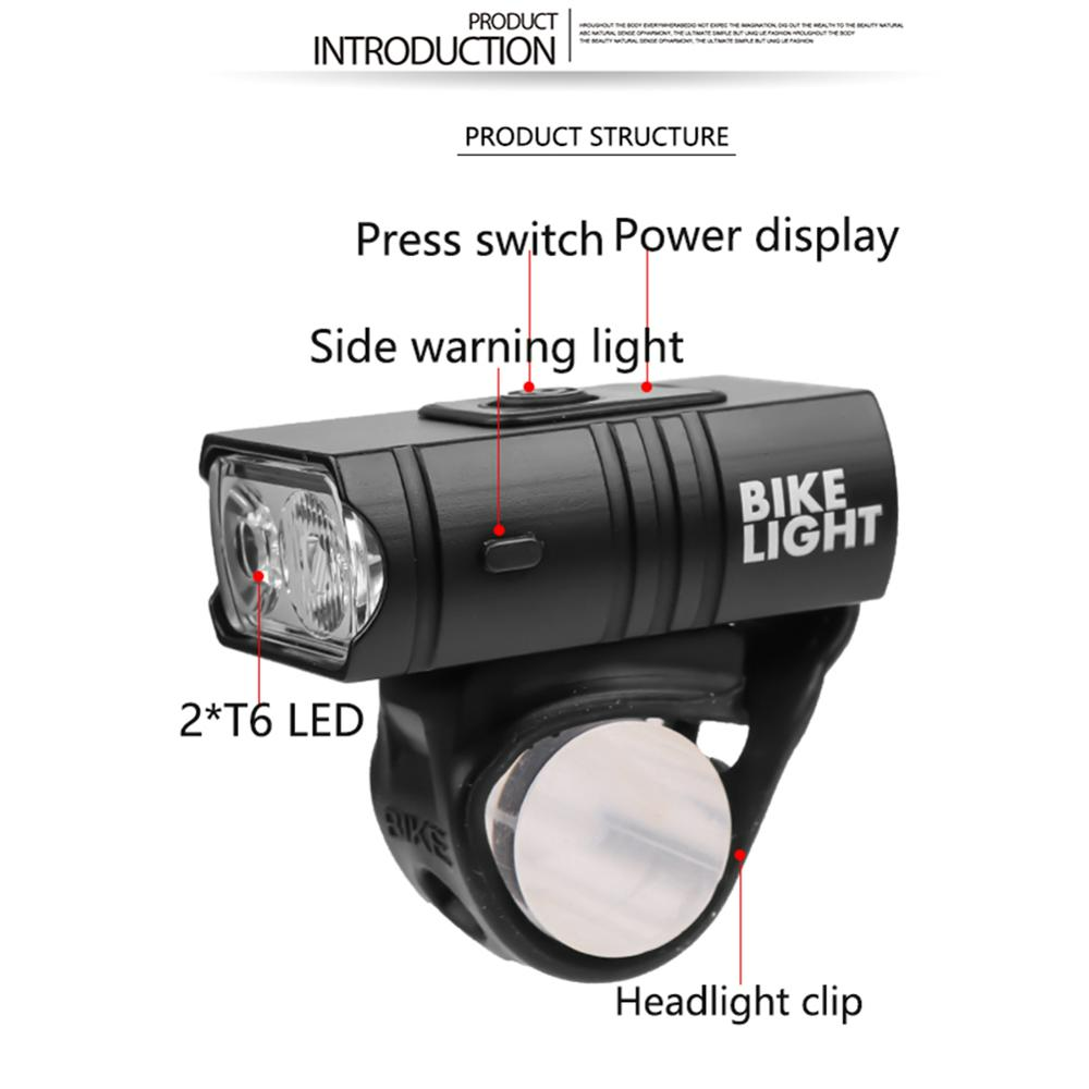 LED Front Bicycle Light Waterproof Rechargeable USB
