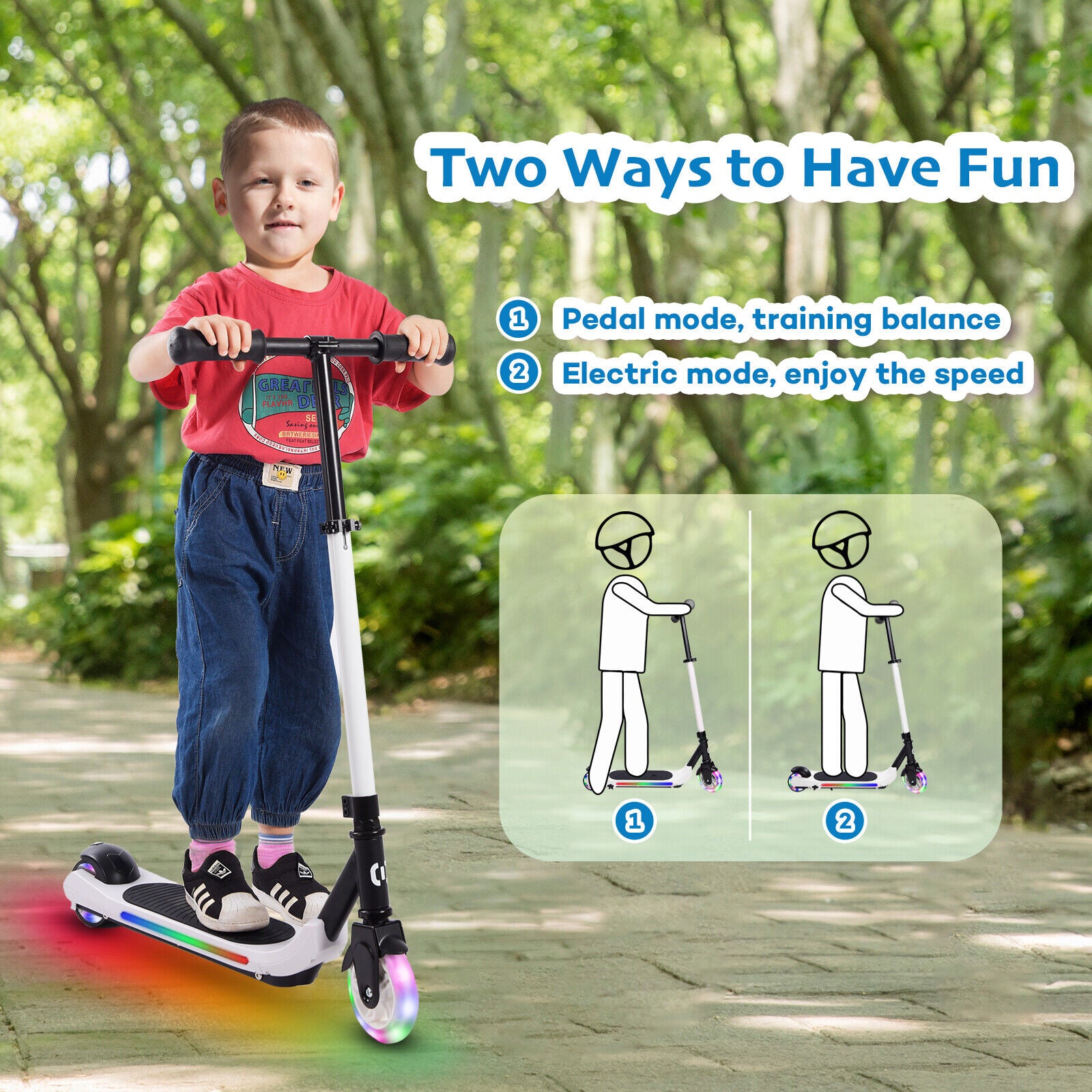 Electric Scooters For Kids 8km/h, 60W, Adjustable, LED, Children UK E-Scooters