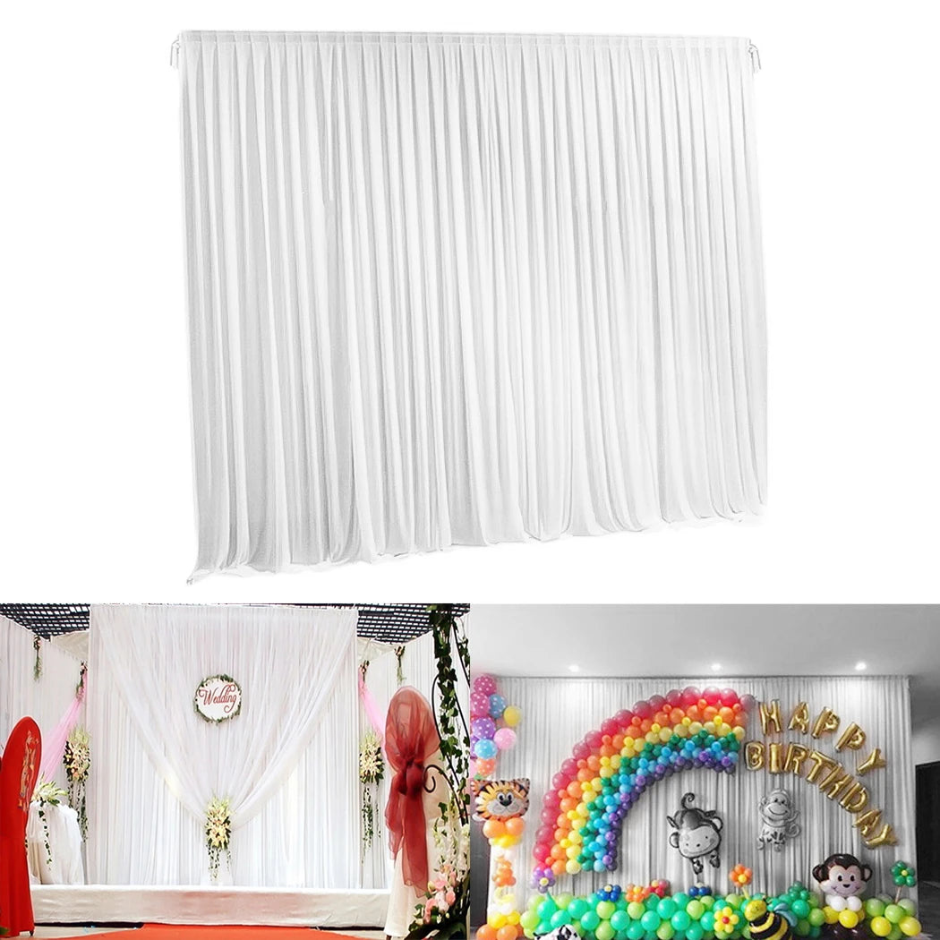 6.5ft Silk White Backdrop Drapes Curtain Wedding Ceremony Party Home Window Decor