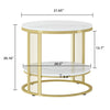 Marble Modern Round Accent Side Coffee Bilayer Table for Living Room Home Décor