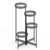 3/4 Tier Metal Plant Stand Indoor Black Tall Flower Pot Holder Display Rack Foldable for Patio Garden Living Room Corner Balcony